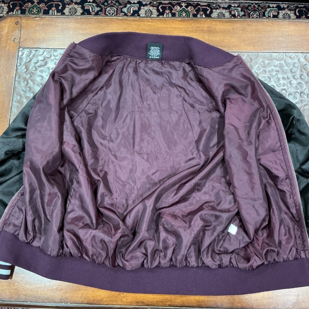 Harry Potter Hogwarts Embroidered Varsity Bomber Jacket Burgundy, Medium, Satin - Picture 8 of 12